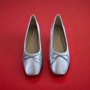 C. Paravano Cap-Toe Ballet Flats Elena Silver Size 36.5 / US 6.5